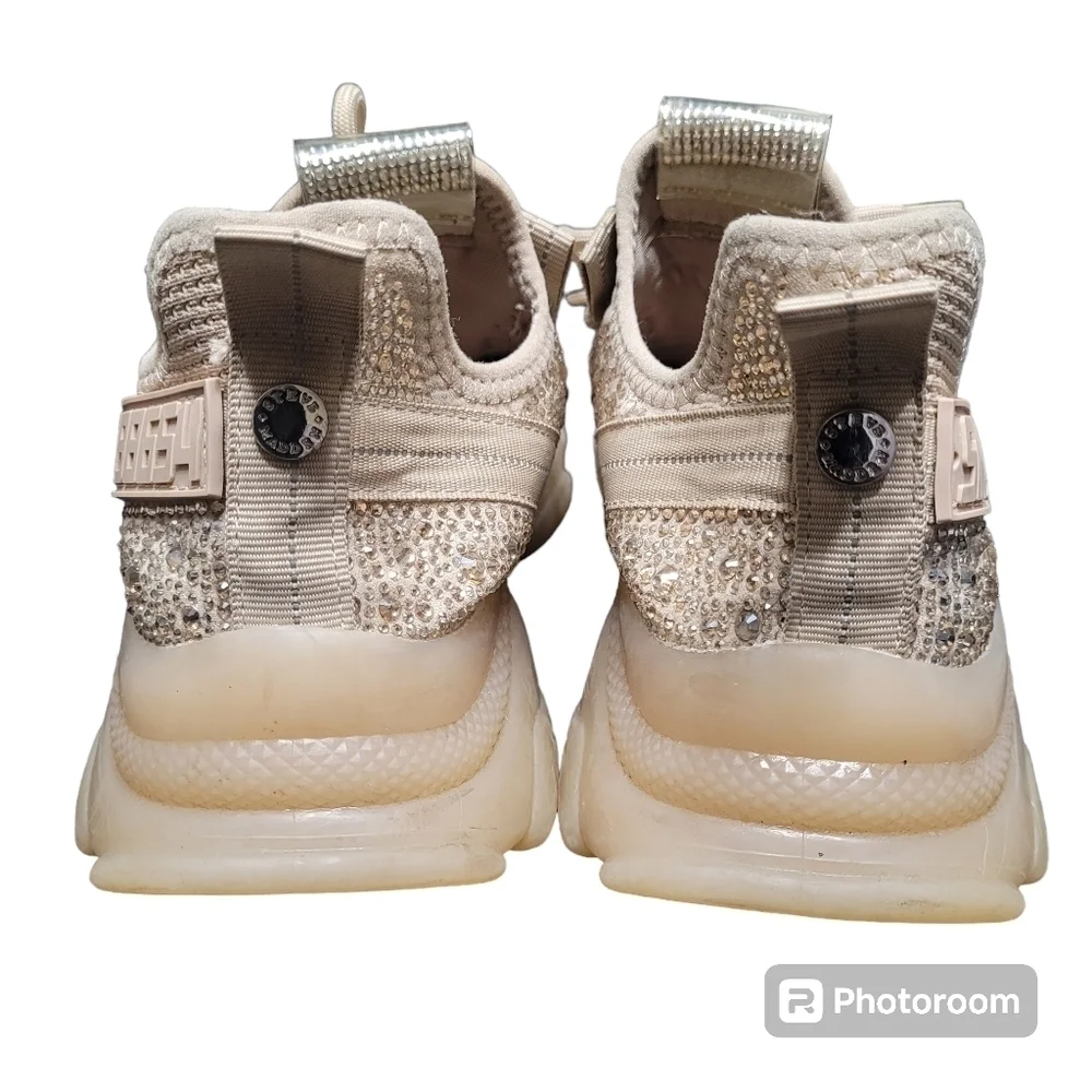 Steve Madden Maxima Multi Tan Blush Sparkle Rhinestone Sneakers Women's Size 7.5